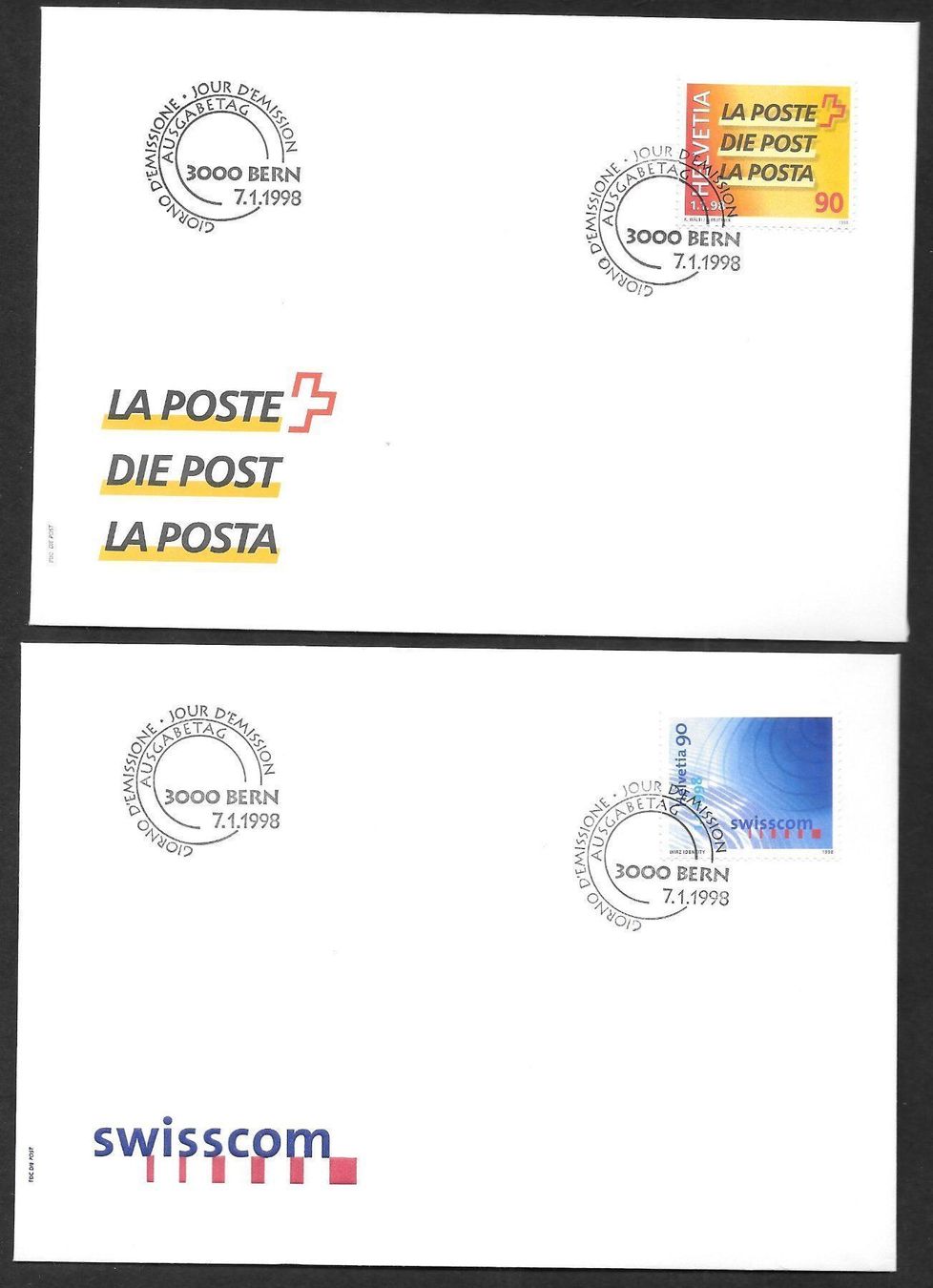 Tutti i francobolli: 2 FDC 937-938 Serie Einzelmarken ET 7.1.1998 – Nuovo (secondo la descrizione) da Olten venduto da clotaldi