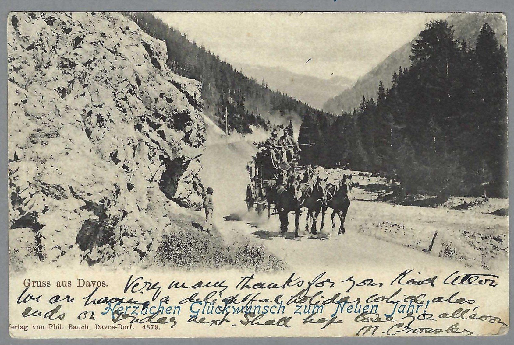 Cartes postales: 1904, DAVOS, POSTKUTSCHE – D'occasion à Pura par ulisse1957