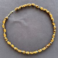 XXL Tigerauge Perlenkette - 60 cm - Vintage / Erbstück