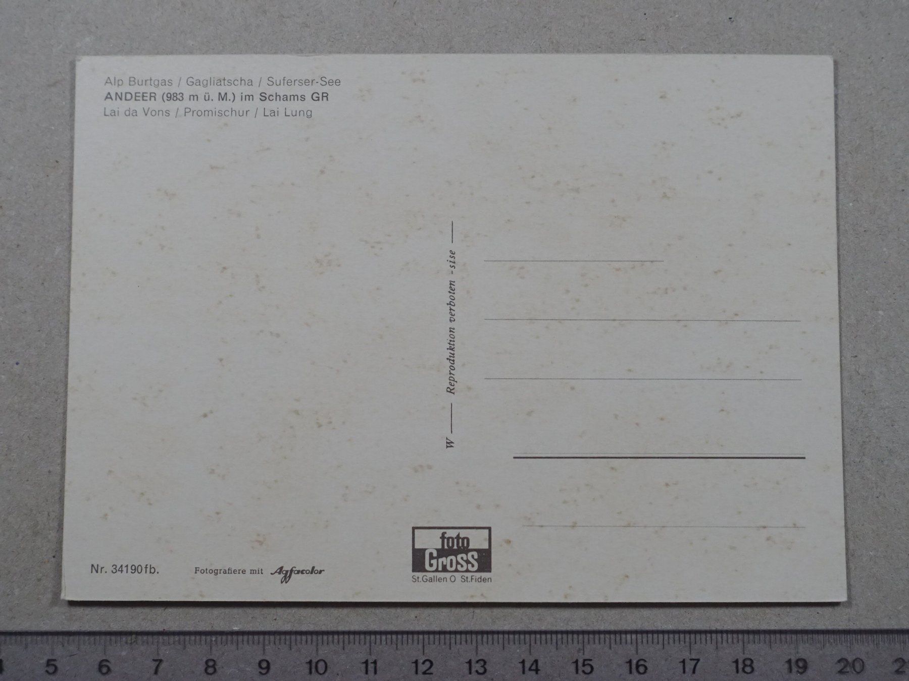 Cartoline postali: Andeer, Schams GR, Lai da Vons – Usato da Lenzburg venduto da fh1 1