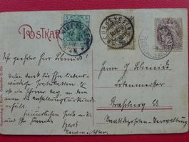 1908: Tolle Postkarte mit "DREILÄNDER-FRANKATUR"