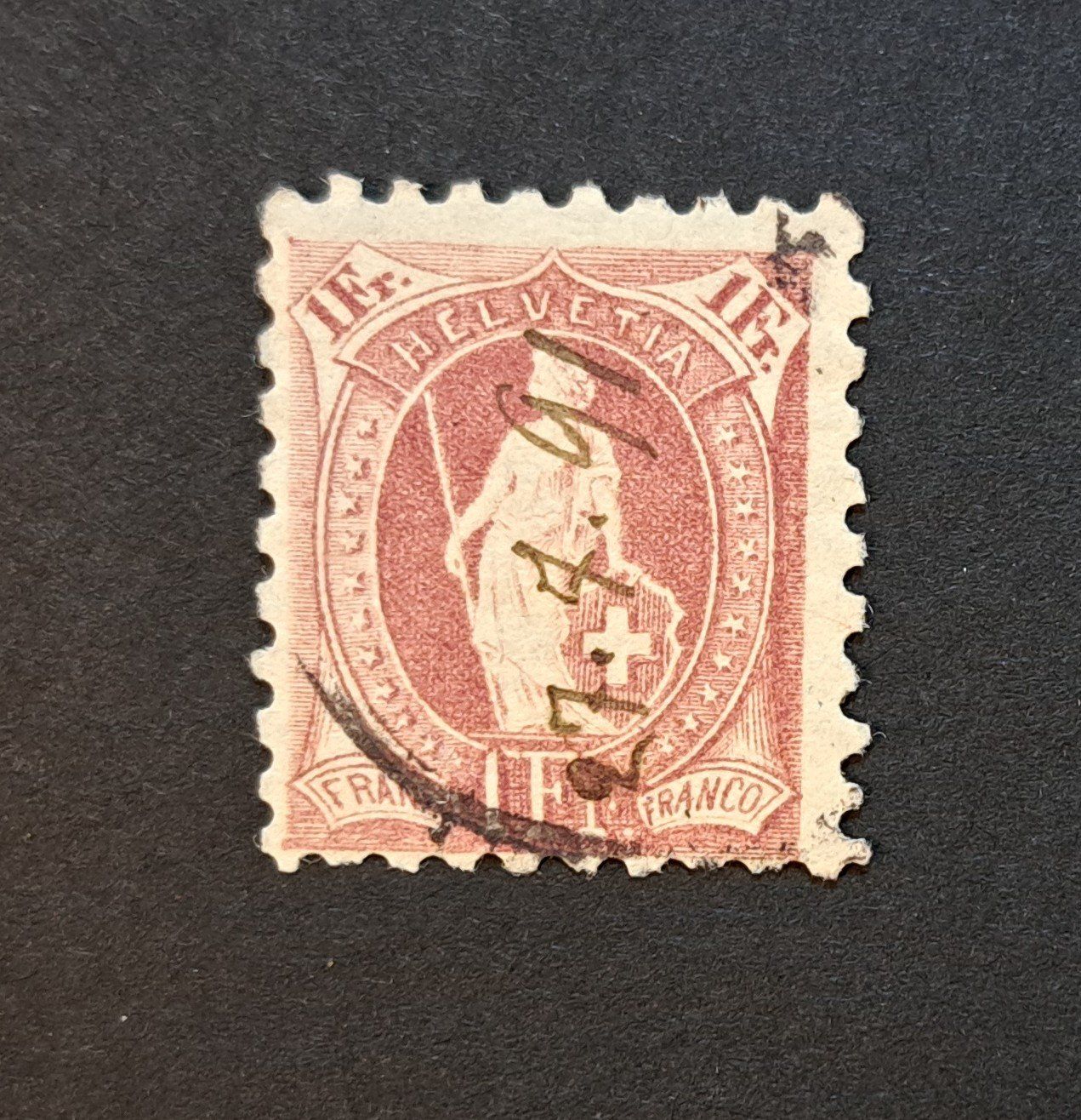 Alle Briefmarken: Stehende Helvetia SBK 71B mit Hand-Datum Stempel – Gebraucht aus Unterägeri von PhilatelieStudiger