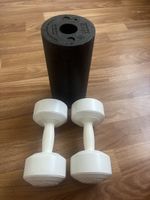 Hanteln in Weiss 2x 4kg + blackroll, in gutem Zustand