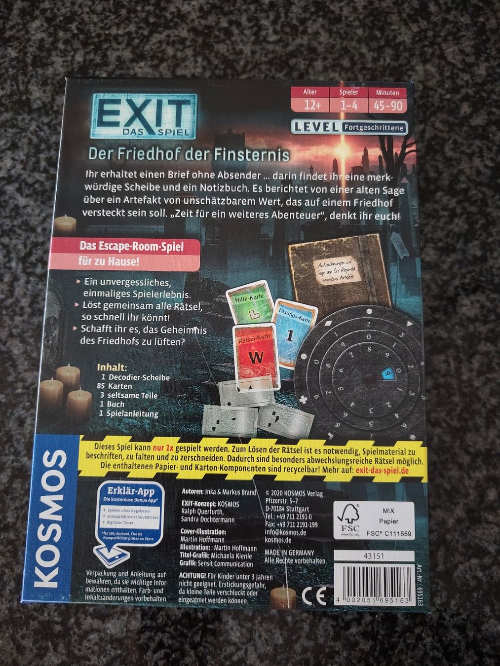 Kosmos Giochi: Gebraucht: Exit - das Spiel: Der Friedhof der Finsternis – Usato da Meisterschwanden venduto da Boni4 2