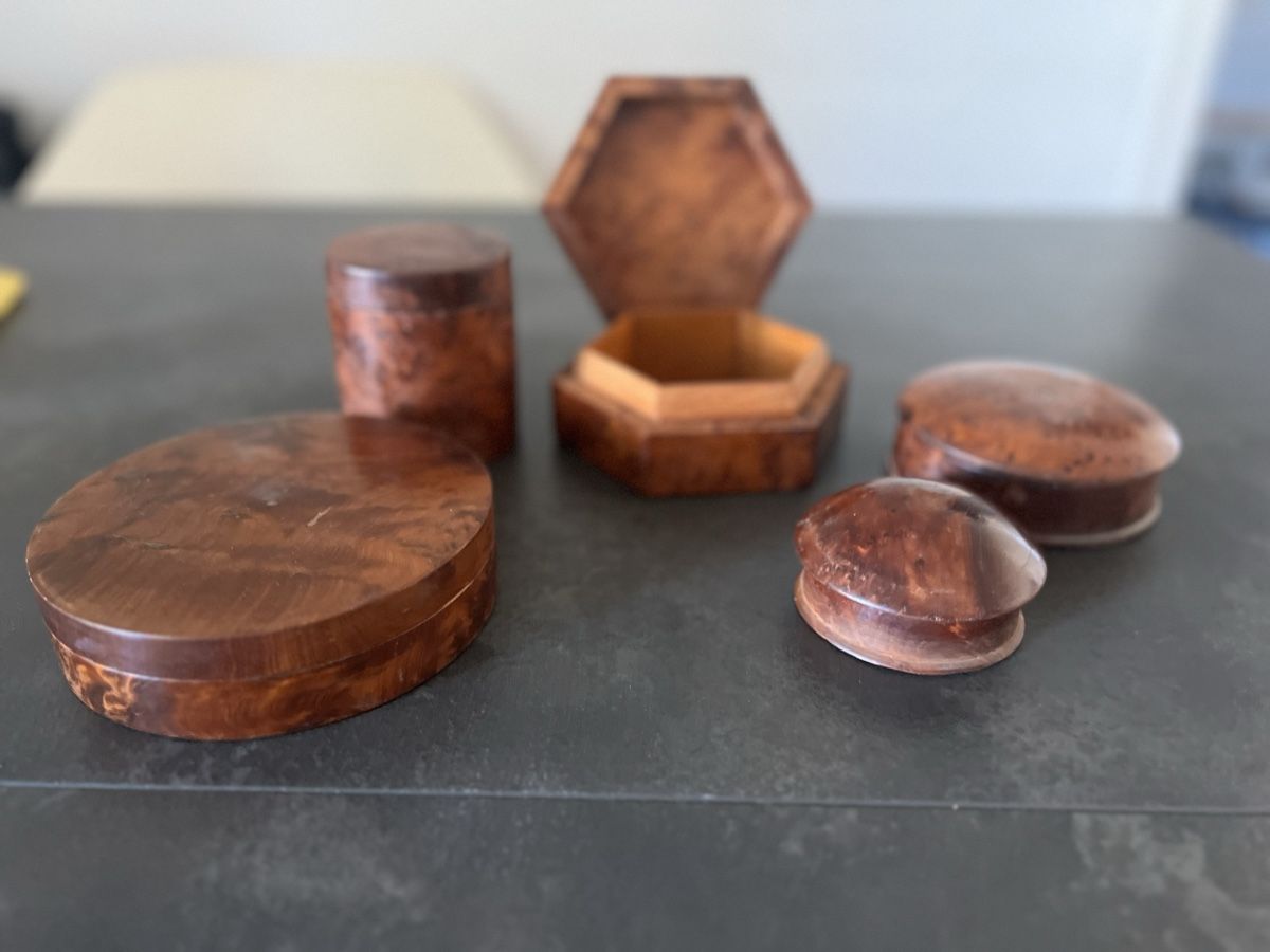 Barattoli: Set de boîtes en bois de thuya – Usato da Nyon venduto da stylevintage79