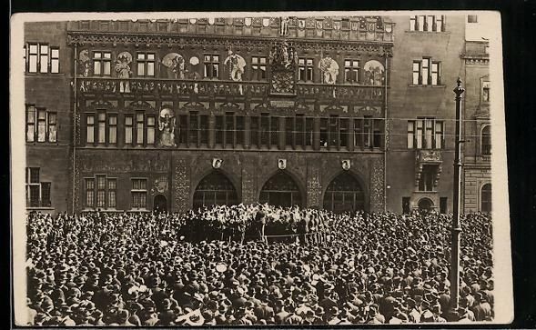Ansichtskarten: Foto-AK Basel, Konzert der Regimentsmusi – Gebraucht aus Berlin von bartko-reher