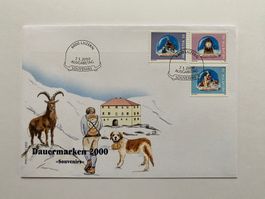 4 FDC Dauermarken Souvenirs 2000 (Ortsn.)