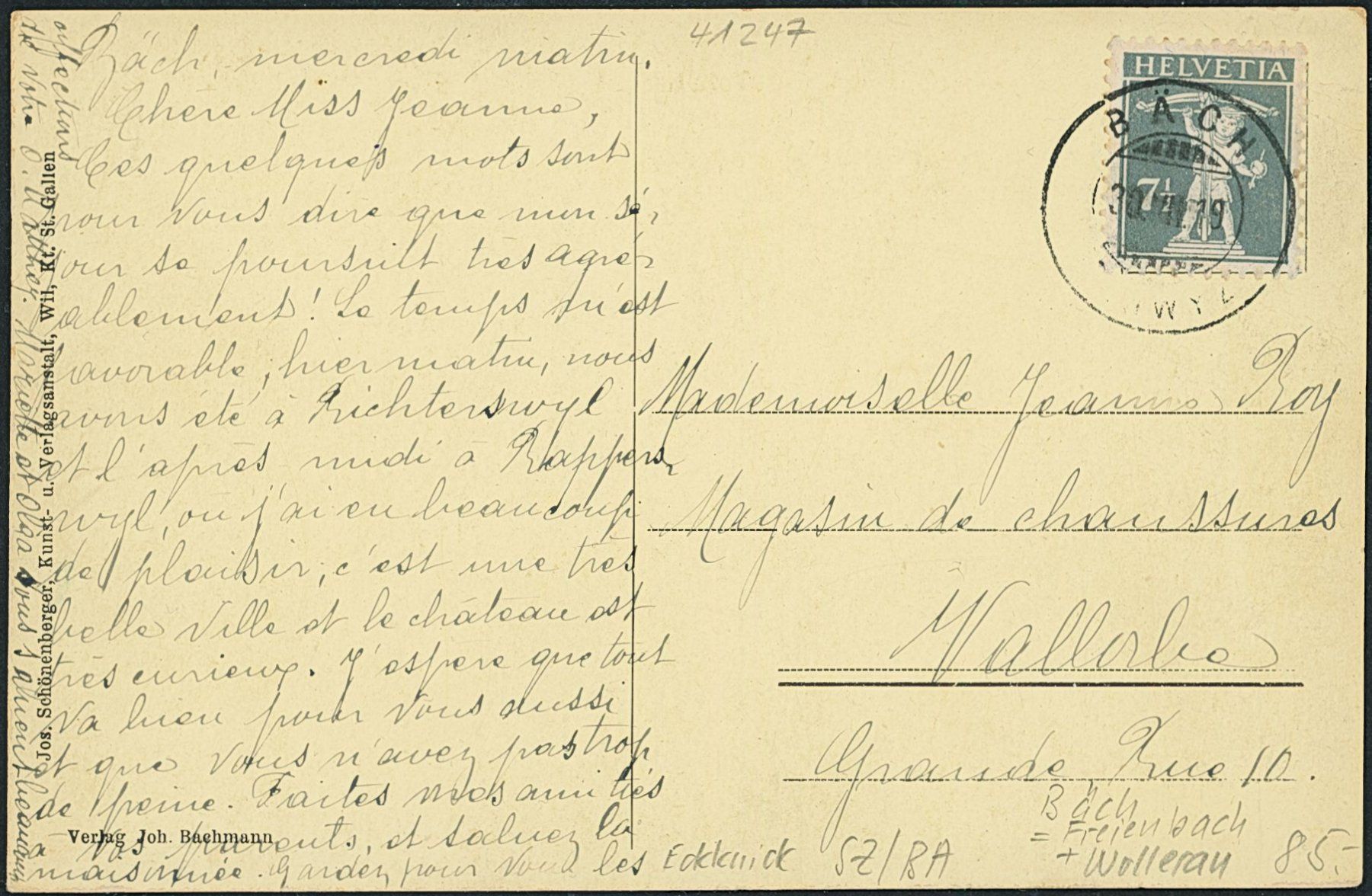 Cartoline postali: SZ Bäch - Freienbach - Wollerau – Usato da Schindellegi venduto da dolpitz 1