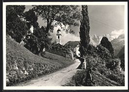 AK Soglio, Dorfeingang mit Kirche