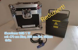 Showlaser RGB 1 W. Mit 470 nm Blau inkl. Flightcase