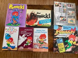 Sammlung 5x Pumuckl Bücher + 2x Sticker Sammelalbum