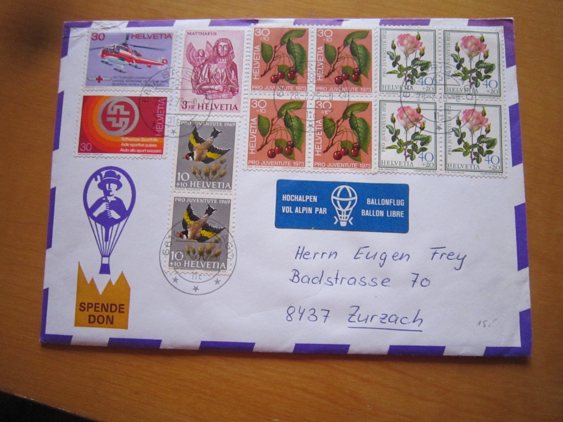 Tutti i francobolli: Ballonposto 1975 Stempel Brissago – Usato da Giubiasco venduto da sal_9j6w