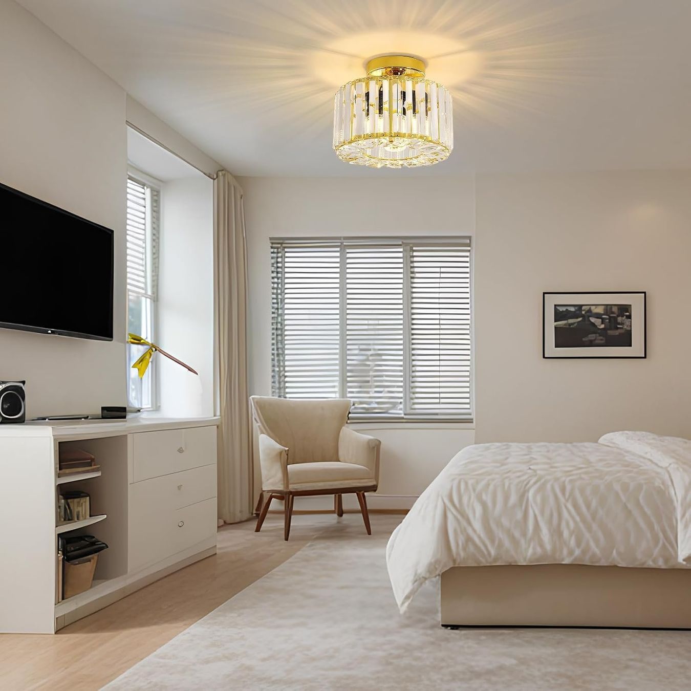 Lampadari & plafoniere: Deckenlampe Deckenleuchte Kristall Golden Wohnzimmerlampe – Nuovo e nell'imballaggio originale da Wittenbach venduto da VELARO 7