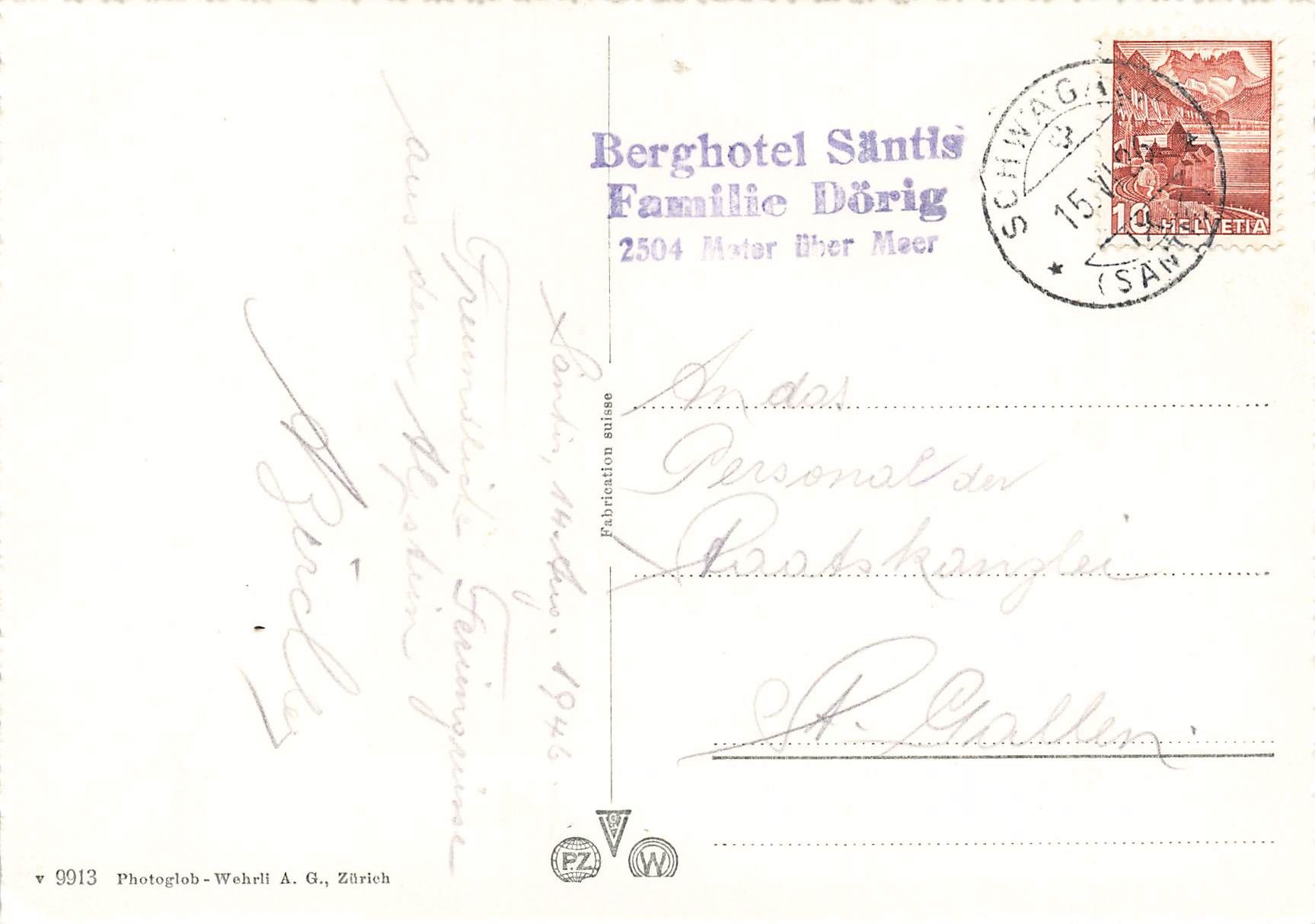 Cartoline postali: Säntis Schwebebahn Churfirsten Glarneralpen Sessellift G – Usato da Biasca venduto da Blenio71 1