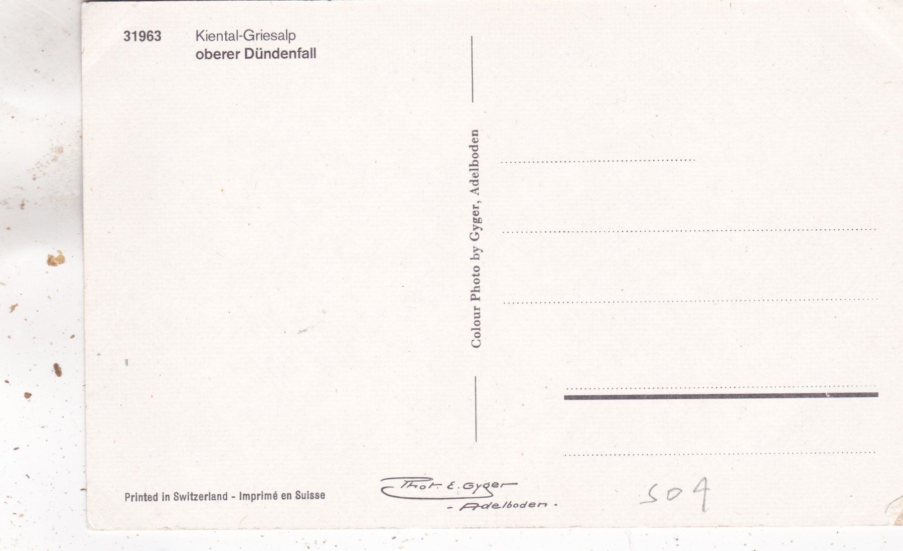 Ansichtskarten: Kiental Griesalp Oberer Dündenfall – Gebraucht aus Herisau von Lisegrat2008 1