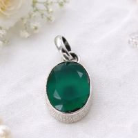 Chalzedon Anhänger Jade Silber 925 Sterlingsilber Oval