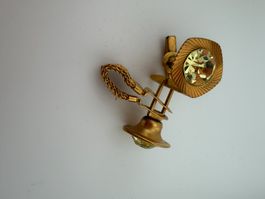 Gelbe Vintage Manschettenknöpfe mit Strass-Steinen