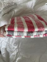 Striped Towel Set, Red and Gray
