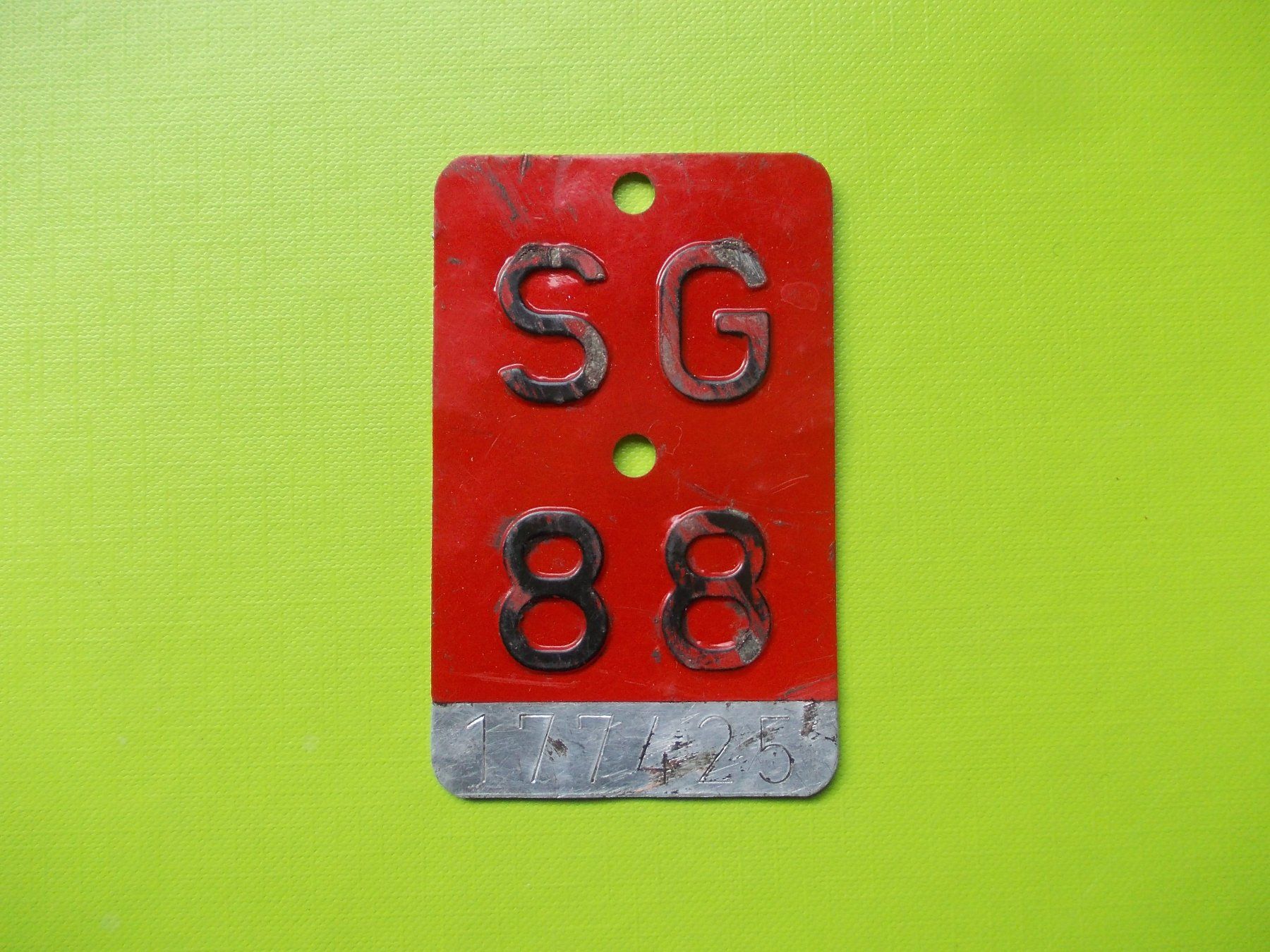 Insegne: Velonummer / Fahrradnummer SG 88 – Usato da Gsteigwiler venduto da HORMIGA21