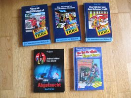 5 Kinderbücher 19) 3x TKKG + Sport-Krimi + Tiger-Team