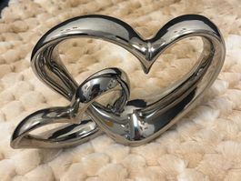 Deko Herz Skulptur, Silber, modern, neuwertig, Liebe!