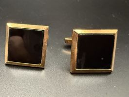 Vintage Manschettenknöpfe in Gold und Schwarz farbene