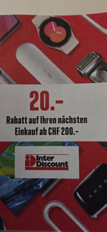 Interdiscount Gutschein - 20 CHF Rabatt ab 200 CHF Einkauf (Neu (gemäss ...