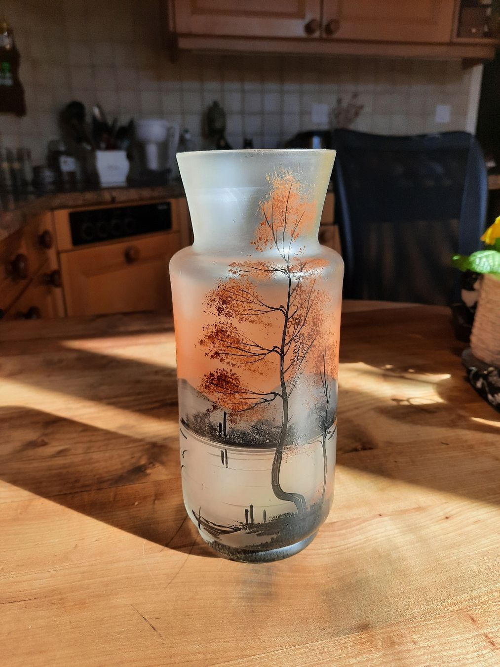 Vasi & Recipienti: Schöne Herbst-Vase aus Glas mit Malerei – Usato da Busswil BE venduto da balu37 1