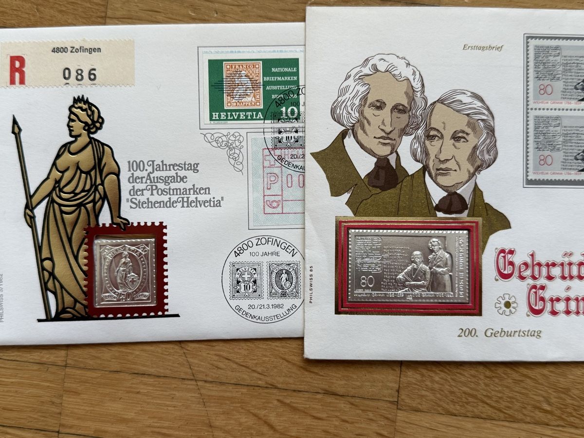 Metalli preziosi: Silberbarren - Briefmarken mit diversen Motiven  – Nuovo e nell'imballaggio originale da Zürich venduto da daki81 3
