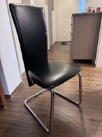6 Freischwinger Stühle Kunstleder schwarz Metallgestell