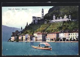 Morcote, Ruderboot mit Sonnenschutz auf 