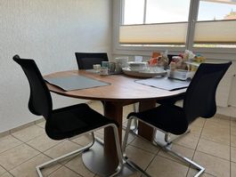 Echtholz Rundtisch 120 mit sep. Verlängerung 43 cm MODENA40
