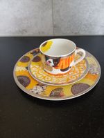 Tasse et soucoupe décorées de chats et tournesols Rosina W.