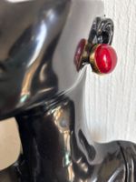 Boucles d'oreilles vintage rouge et or - Élégantes!