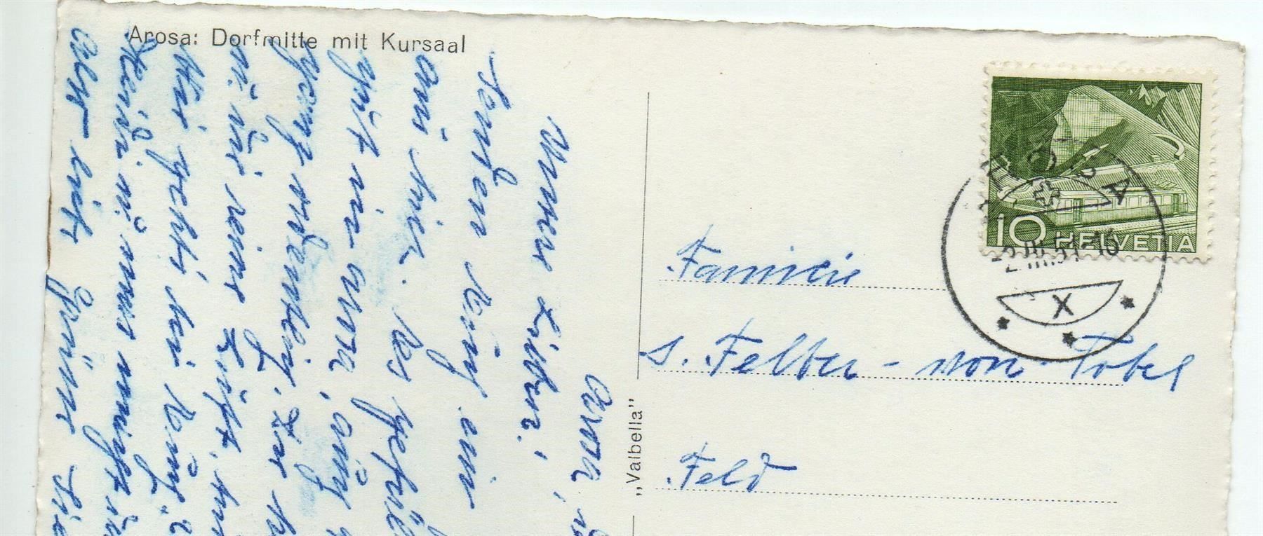 Cartoline postali: AROSA Dorfmitte mit Kursaal – Usato da Jona venduto da philajona 1