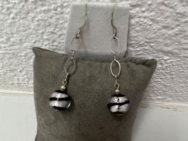 Ohrringe silbern/schwarzfabrig Muranoglass - Modeschmuck