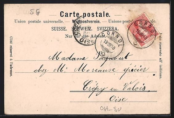 Cartoline postali: AK Cornol, Bas du village, 1903 – Usato da Berlin venduto da bartko-reher 1