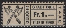 1 Fr. Fiskalmarke von BIEL / BIENNE
