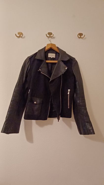 Veste En Cuir Sandro Moto Biker - Peau D'agneau - Taille 2 (S/M) - Occasion Très Bon état