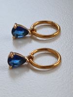 Creolen mit blauen Zirkon vergoldet
