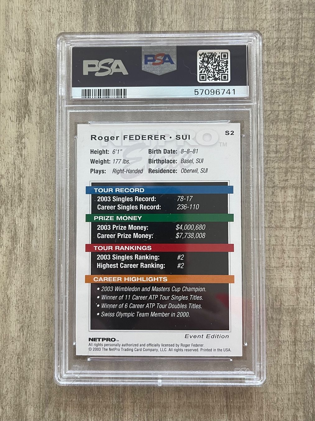 Cartes à collectionner: 2003 Netpro Elite #S2 Roger Federer Event Starter PSA 10 – D'occasion à Thun par Suomitiger 1