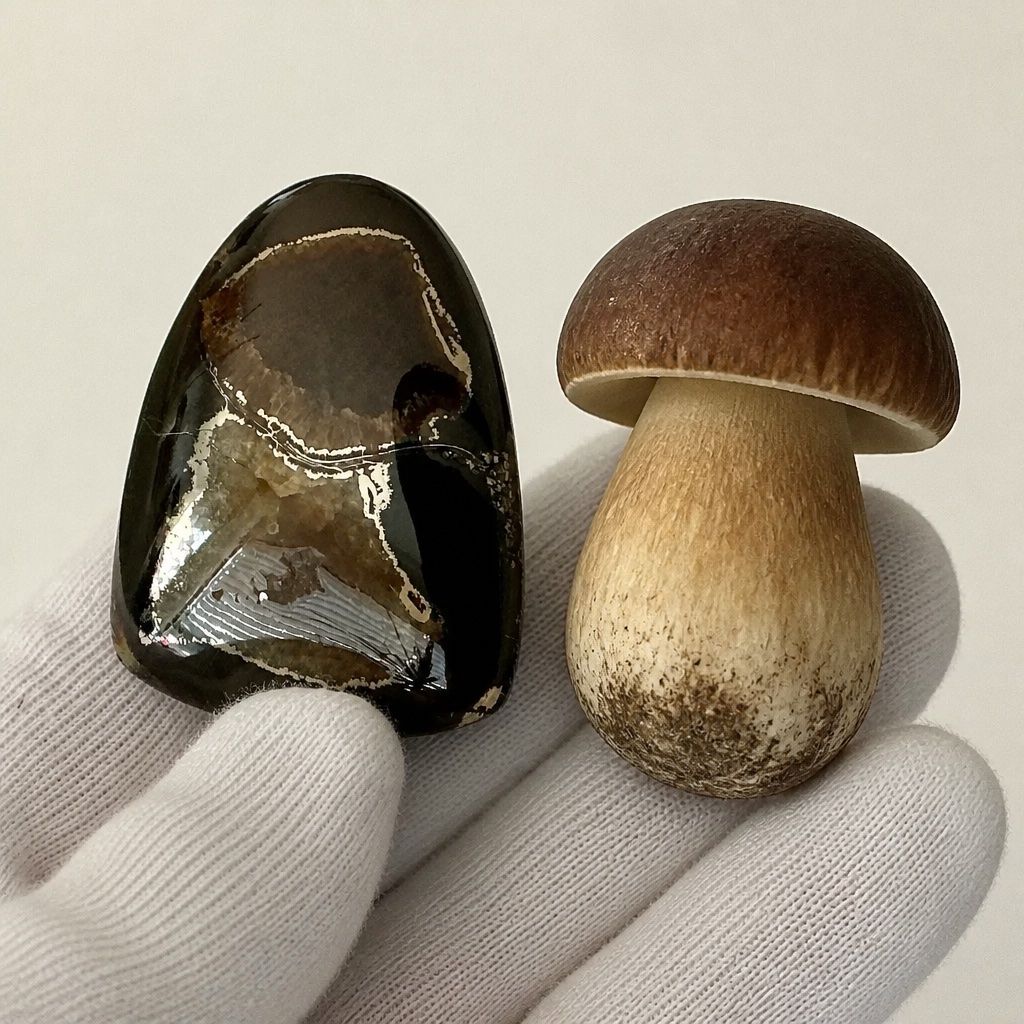 Minerali & Pietre curative: Ein seltener Simbircit mit natürlichem Pyrit. Cabochon – Nuovo e nell'imballaggio originale da Geroldswil venduto da Lilleke 2