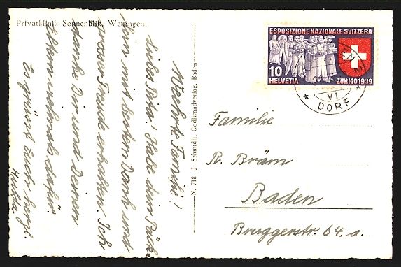 Cartoline postali: AK Wettingen, Klinik Sonnenblick – Usato da Berlin venduto da bartko-reher 1