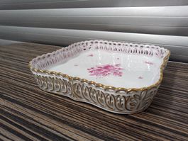 Herend Schale handbemalen durchbrochen mit Goldrand