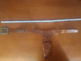 2 toy cowboy holsters - leather