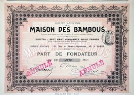 SA de la Maison des Bambous, Paris - 1913