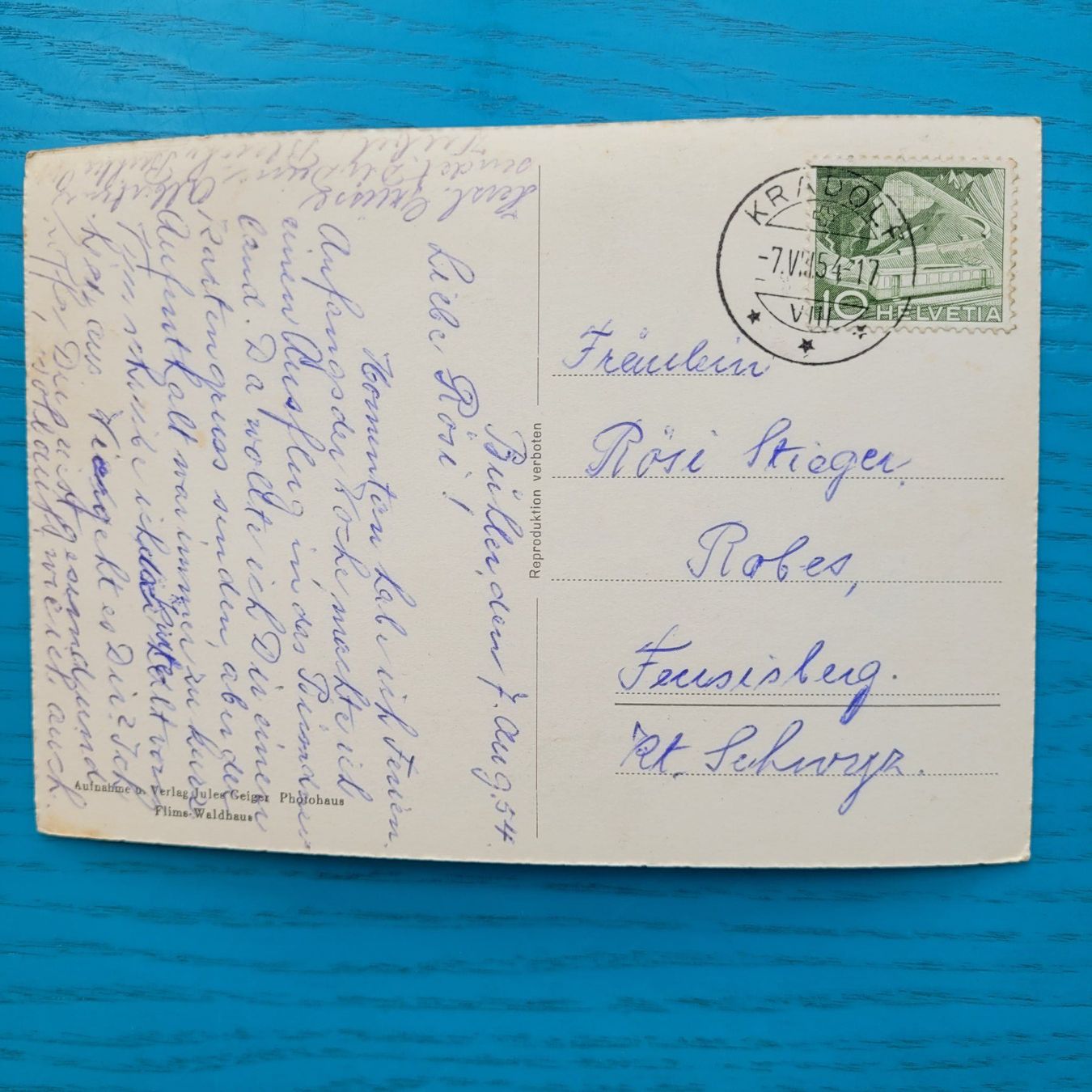 Cartoline postali: Sils und Thusis mit Beverin 1954 – Usato da SCHÜBELBACH venduto da CoKaHa 1
