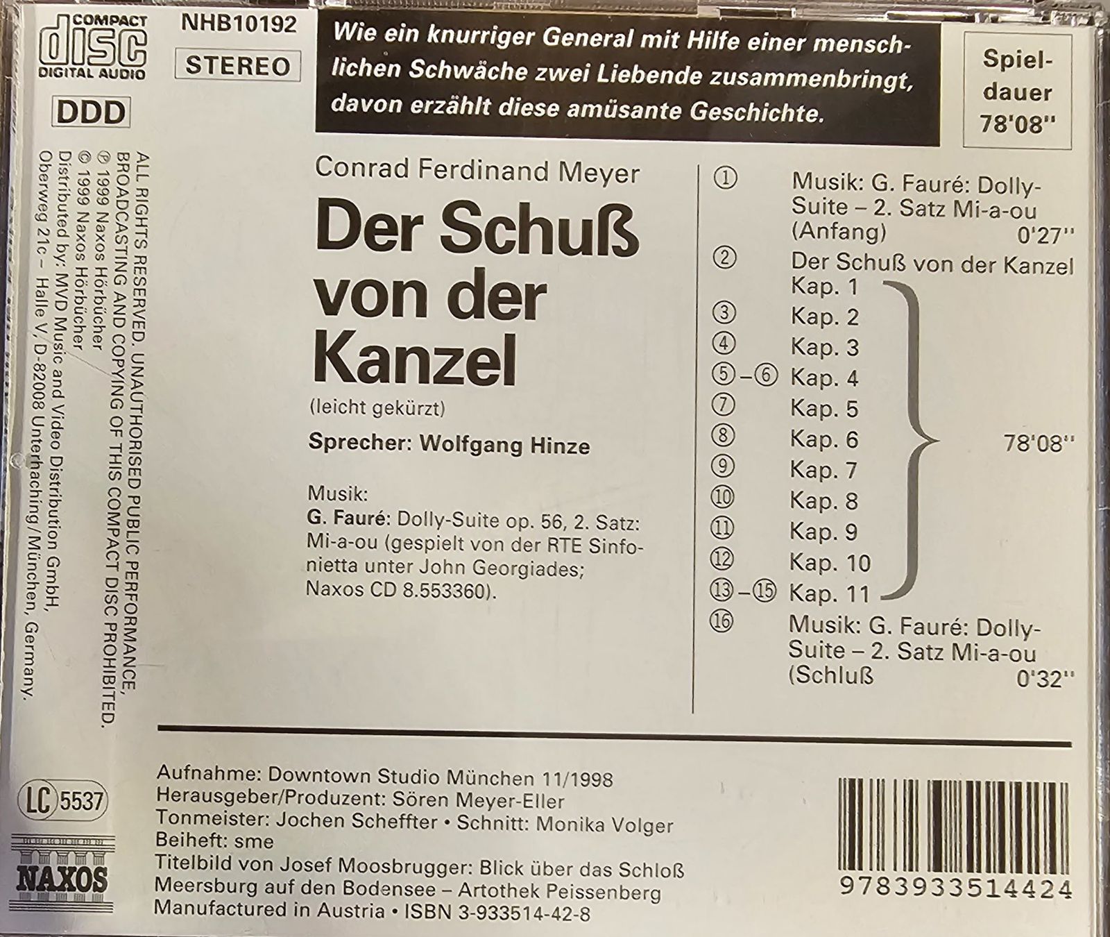 Hörbücher: C.F. Meyer - Der Schuss von der Kanzel – Gebraucht aus Wahlen b. Laufen von Cg10 2