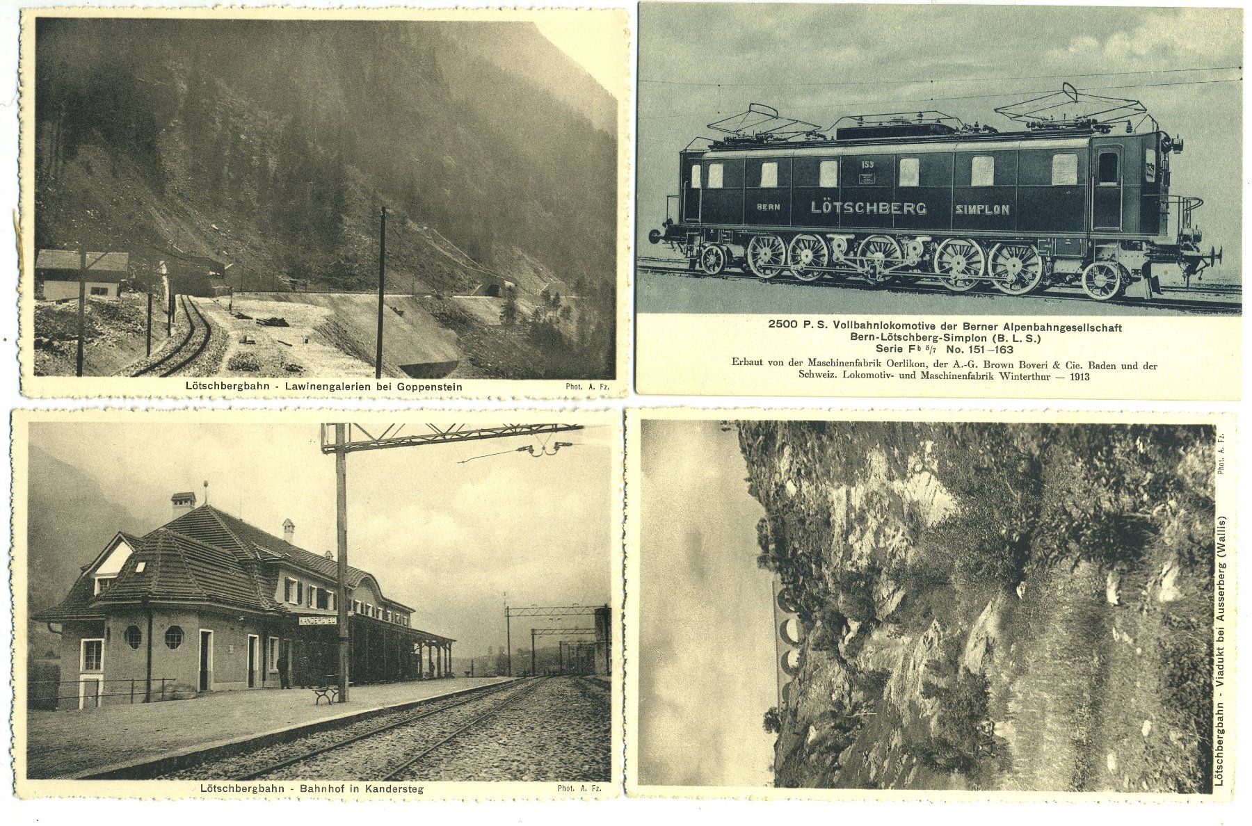 Cartoline postali: 4 alten Ansichtkarten Lötschberg Bahn – Usato da Versoix venduto da HELVETICA_1