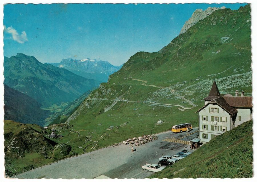 Cartoline postali: Klausenpasshöhe, Oldtimer, Postauto, gelaufen 1968 – Usato da Frauenfeld venduto da POML